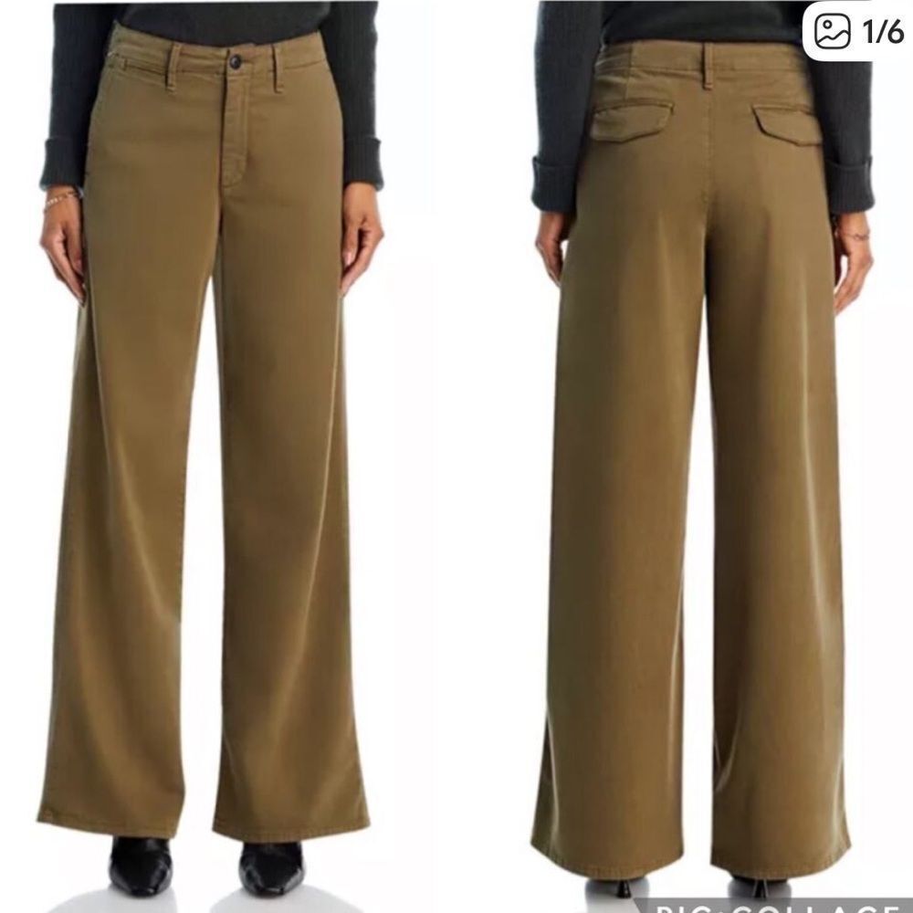 Rag & Bone Sofie Wide Leg Chino Pants in Olive sz 10